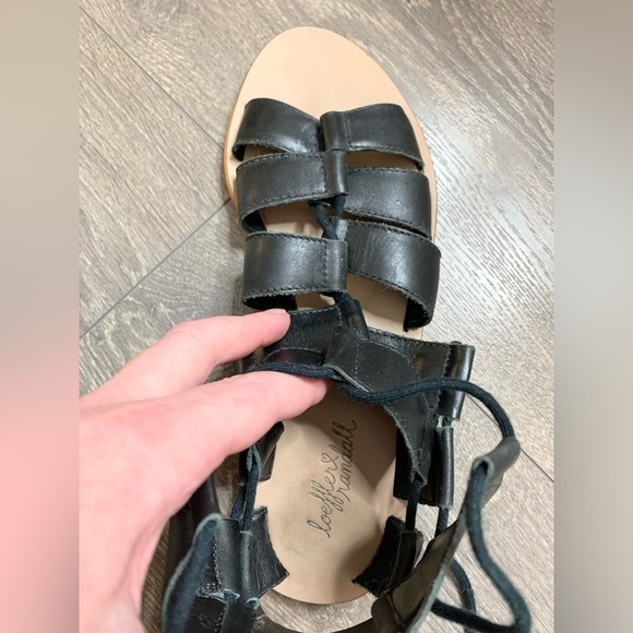 Loeffler Randall Skye Gladiator Sandals Lace Up Leather Black Flats Open toe 6 - Picture 11 of 14